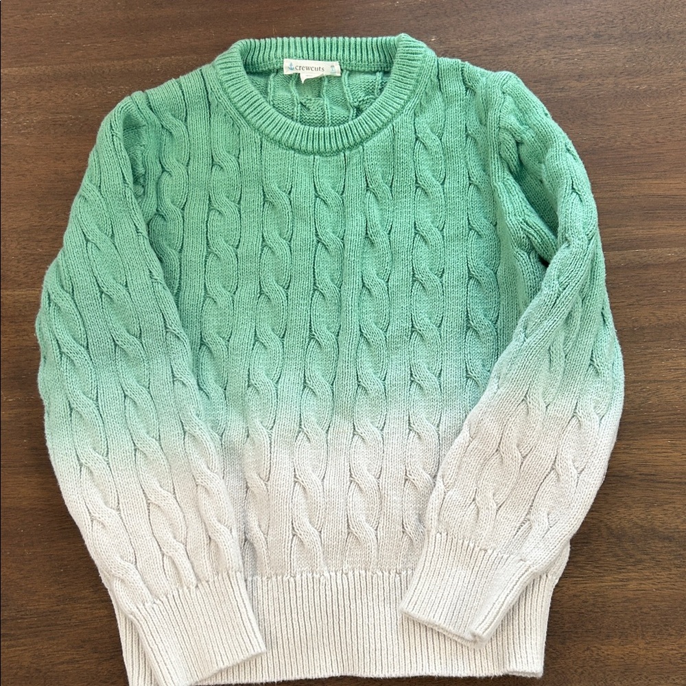Jcrew Mint Green and Cream Cable Knit Sweater 4/5T